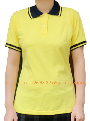 Áo phông đồng phục màu vàng phối đen