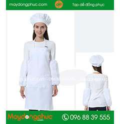 Tạp dề màu trắng mũ đầu bếp