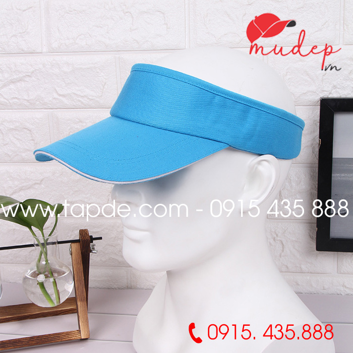 Mũ lưỡi trai nửa đầu màu xanh da trời phối trắng