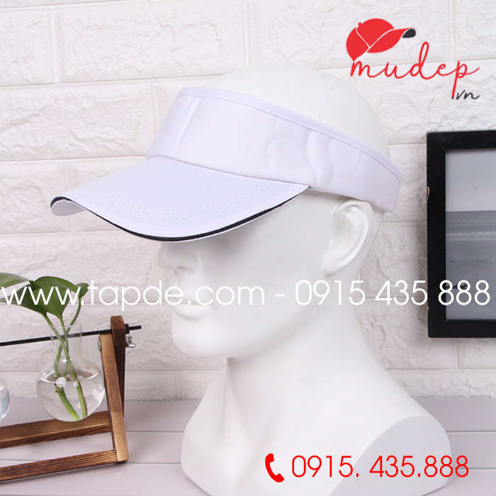 Mũ lưỡi trai nửa đầu màu trắng viền đen