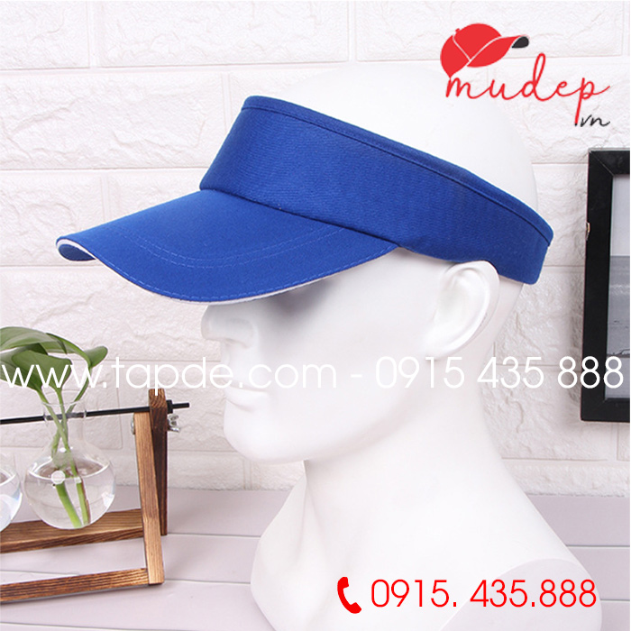 Mũ lưỡi trai nửa đầu màu xanh YA viền trắng