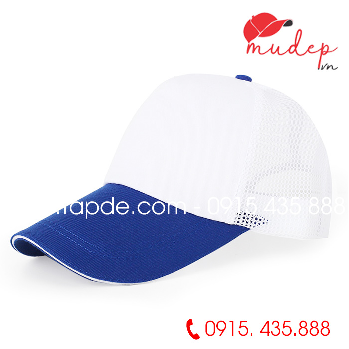 Mũ lưỡi trai phối lưới màu trắng phối xanh YA