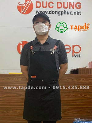 Tạp dề dáng dài màu đen - sản phẩm handmade - Tạp dề phối da