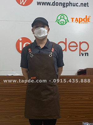 Tạp dề dáng dài màu nâu - sản phẩm handmade - Tạp dề phối da