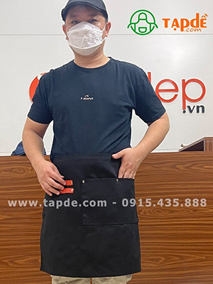 Tạp dề dáng ngắn màu đen - sản phẩm handmade - Tạp dề phối da