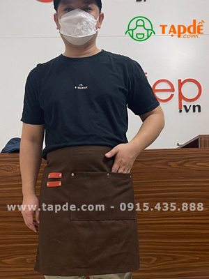 Tạp dề dáng ngắn màu nâu - sản phẩm handmade - Tạp dề phối da