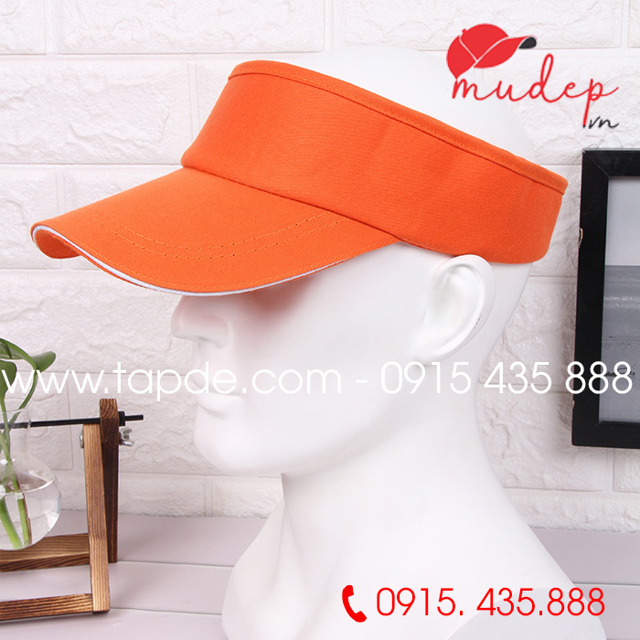 Mũ lưỡi trai nửa đầu màu cam viền trắng | Mu luoi trai