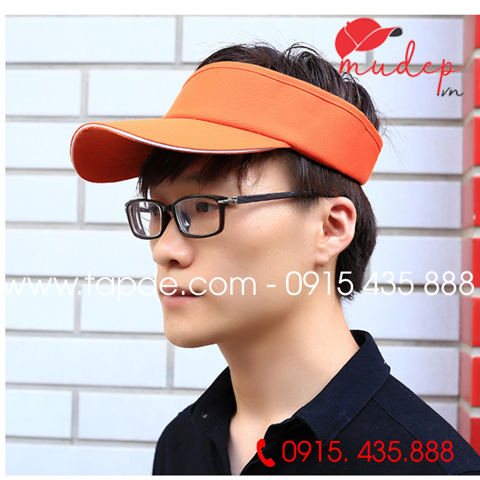 Mũ lưỡi trai nửa đầu màu cam viền trắng | Mu luoi trai