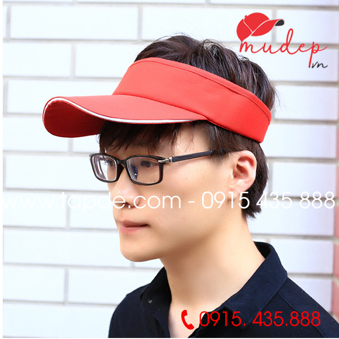 Mũ lưỡi trai nửa đầu màu đỏ viền trắng | Mu luoi trai