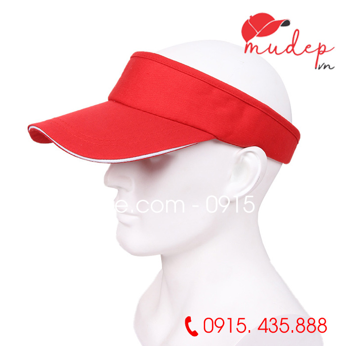 Mũ lưỡi trai nửa đầu màu đỏ viền trắng | Mu luoi trai