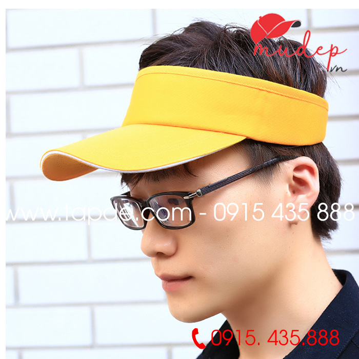 Mũ lưỡi trai nửa đầu màu vàng phối trắng | Mu luoi trai