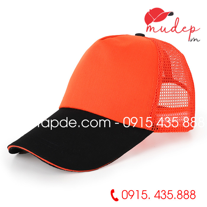 Mũ lưỡi trai phối lưới màu cam phối đen | Mu luoi trai