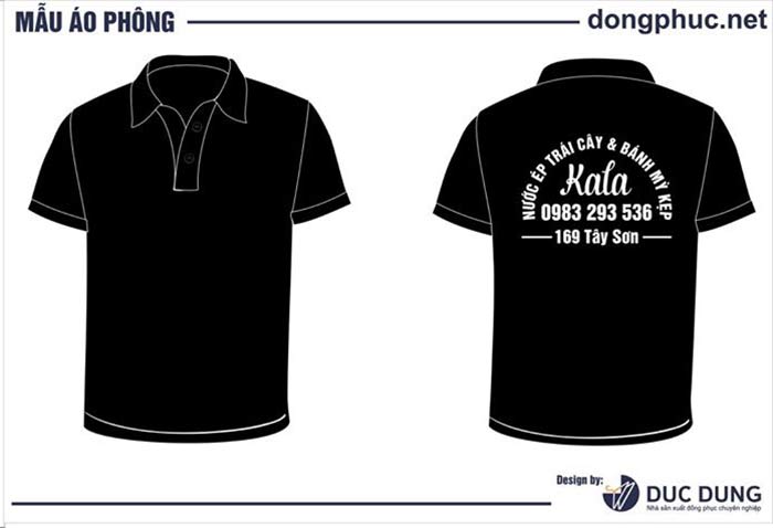 Áo phông màu đen Quán Kala | Ao phong dong phuc