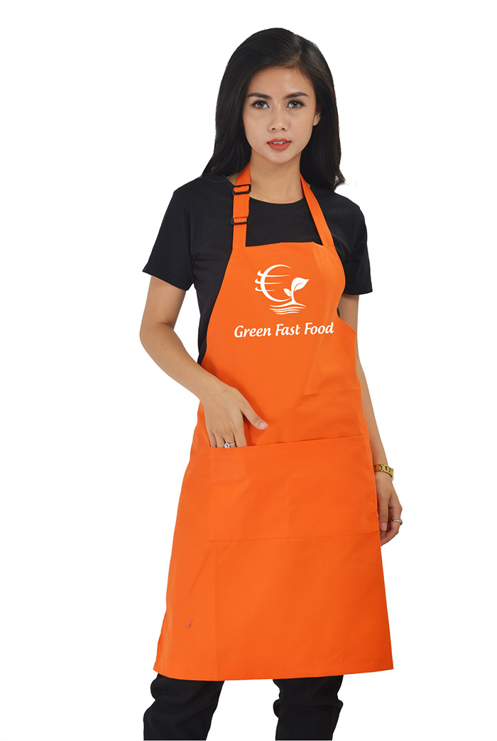 In tạp dề quán Green Fast Food | In tap de