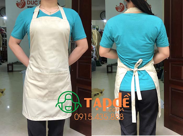 Tạp dề đồng phục dáng dài màu kem | Tap de dong phuc