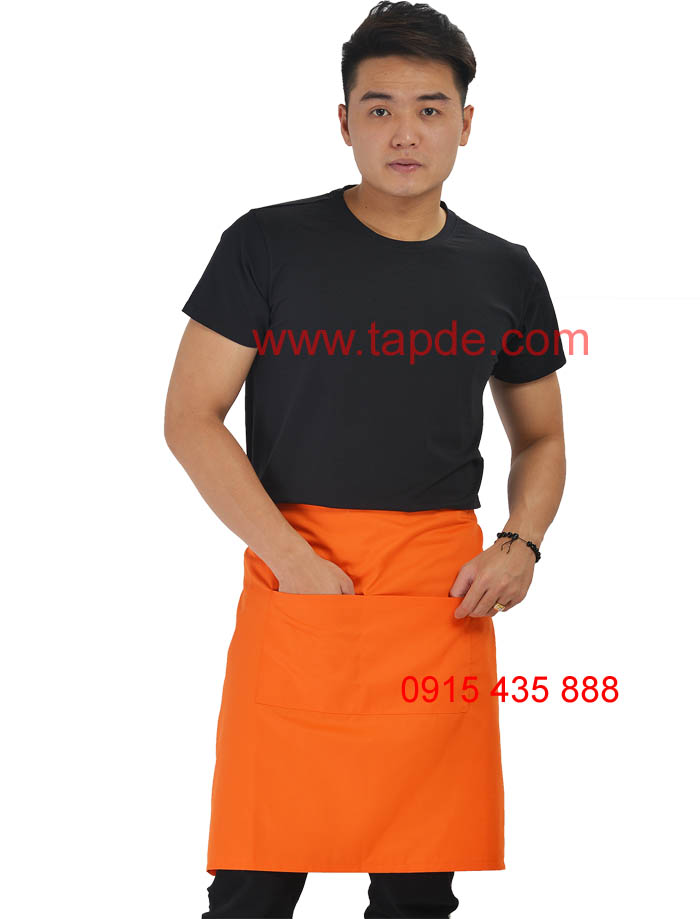 Tạp dề cam ngắn may sẵn - vải kaki đẹp