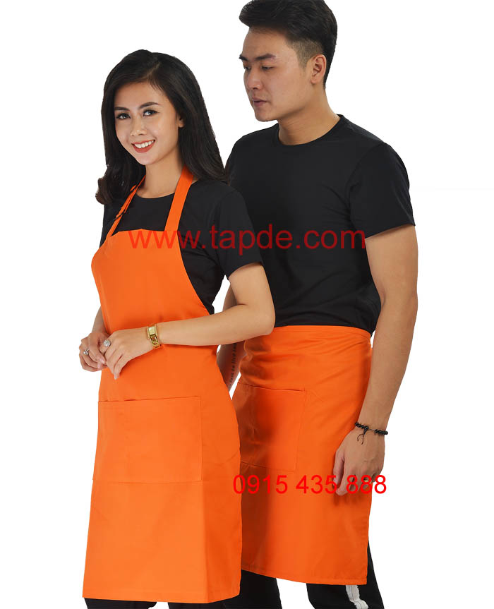 Tạp dề cam Dài - chất vải kaki đẹp