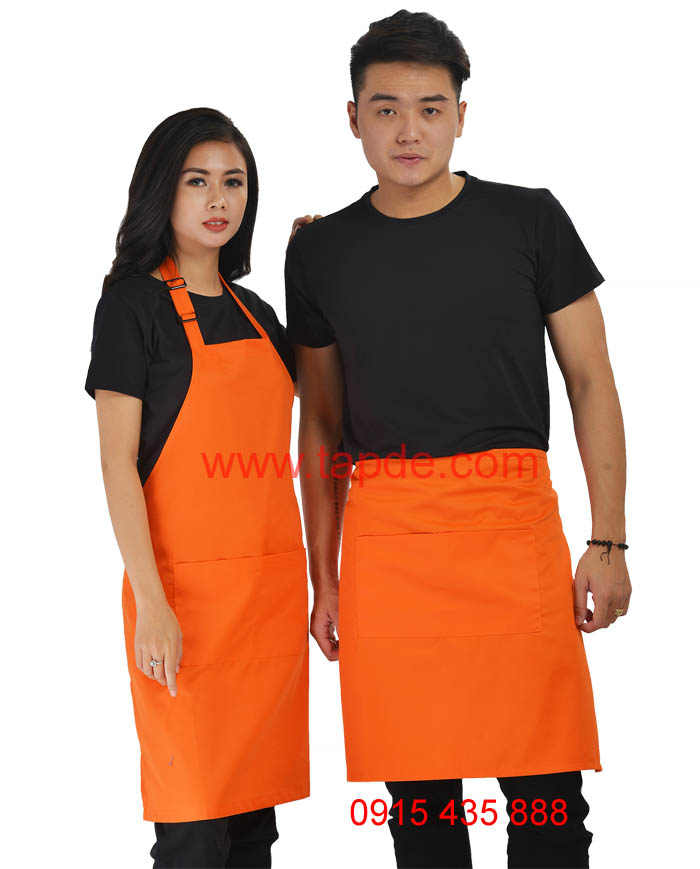 Tạp dề cam Dài - chất vải kaki đẹp