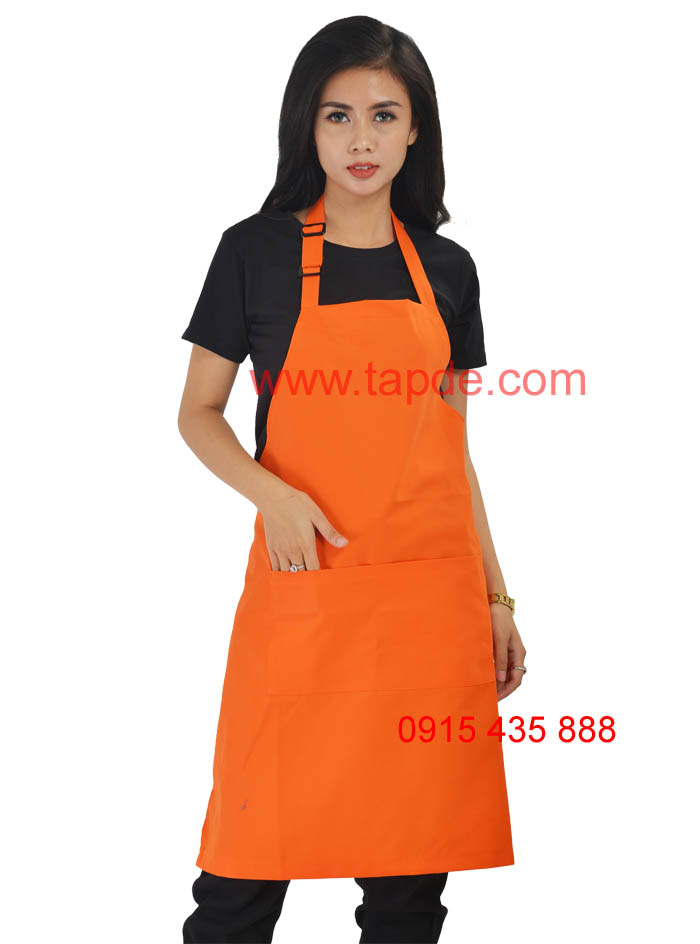 Tạp dề cam Dài - chất vải kaki đẹp