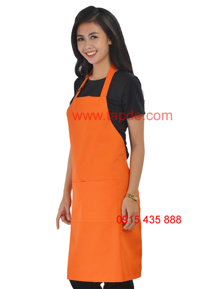 Tạp dề cam Dài - chất vải kaki đẹp