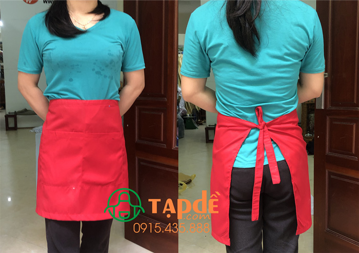 Tạp dề ngắn màu đỏ | Tap de may san