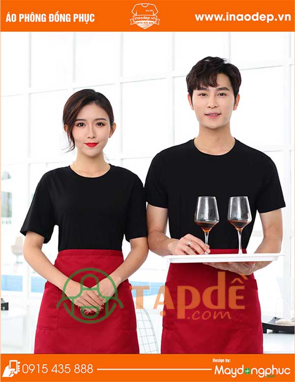 Tạp dề phục vụ màu đỏ đô | tap de may san