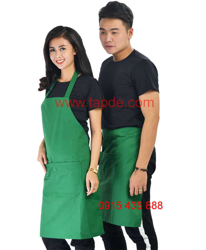 Tạp dề xanh lá Dài - vải kaki đẹp