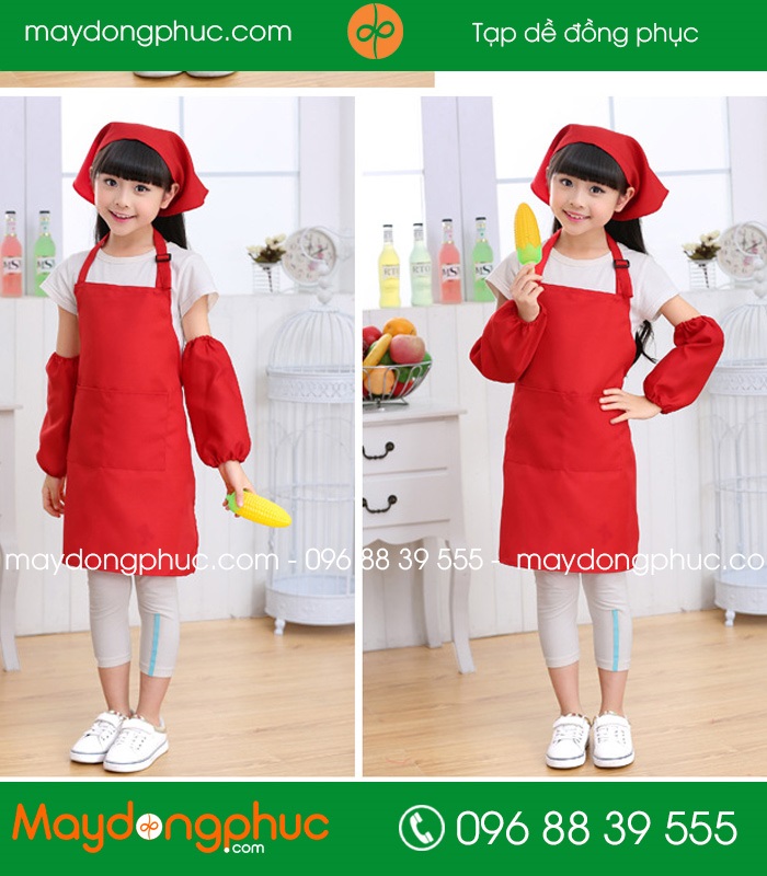 Tạp dề trẻ em dài màu đỏ | Tap de tre em